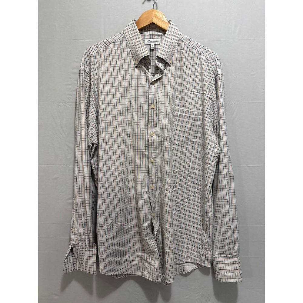 Peter Millar Button Down Shirt Mens Multicolor Plaid Summer Comfort Large